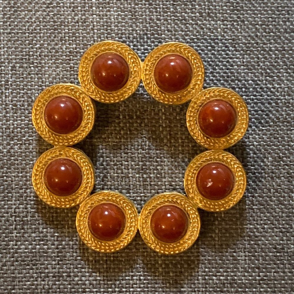 Vintage Monet Gold Tone Faux Stones Brooch